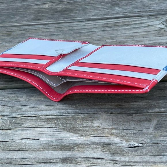 Men Wallet Multi Color Stripe Bi fold Card Holder Handmade Genuine Leather Purse - Picture 9 of 13